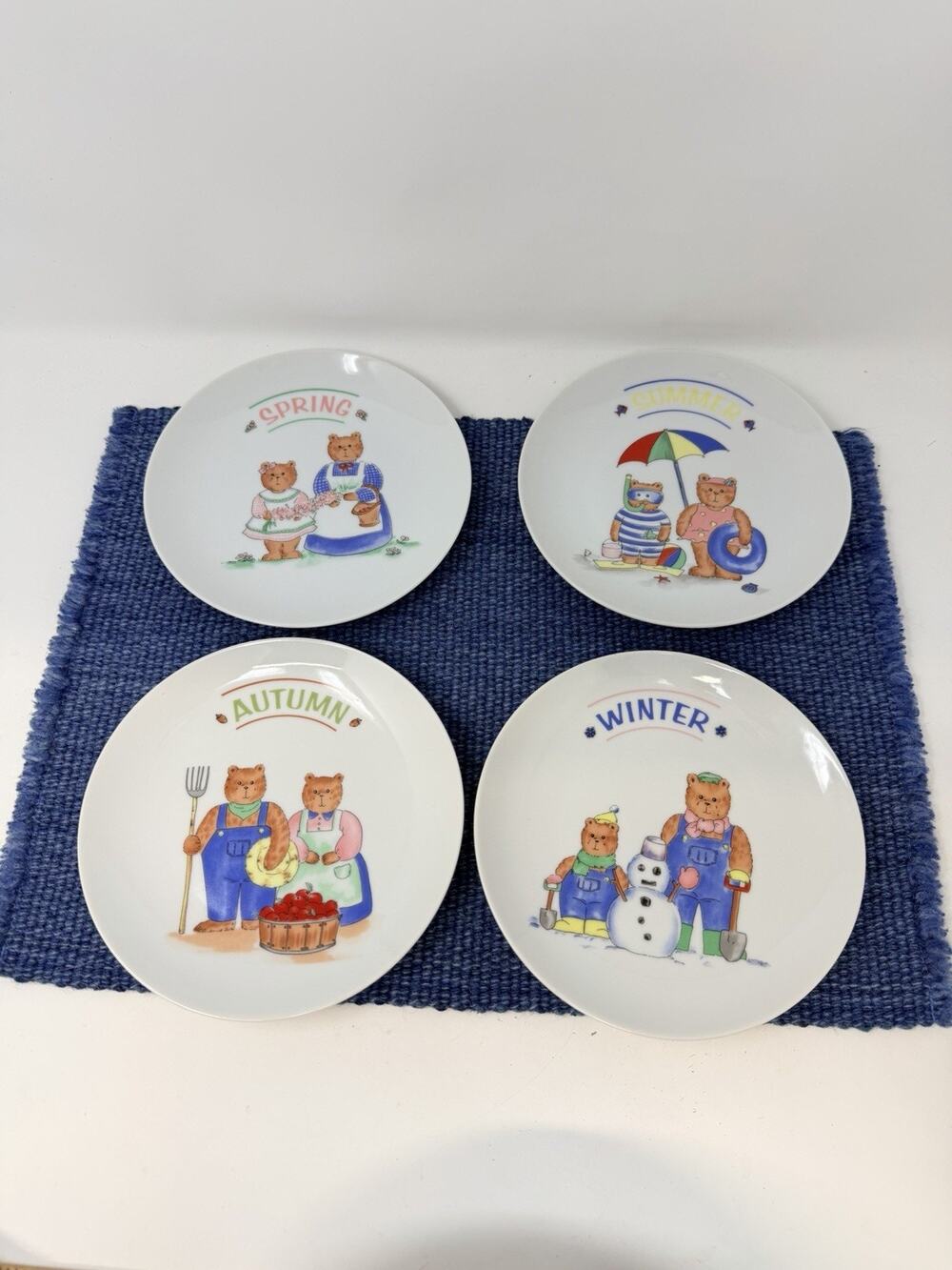 Lot Of 4 Four Seasons Bear Family 6.5" Collector Plates Made In Japan Collectors